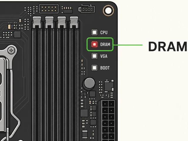 Illustration: motherboard Q-LED showing DRAM indicator lit