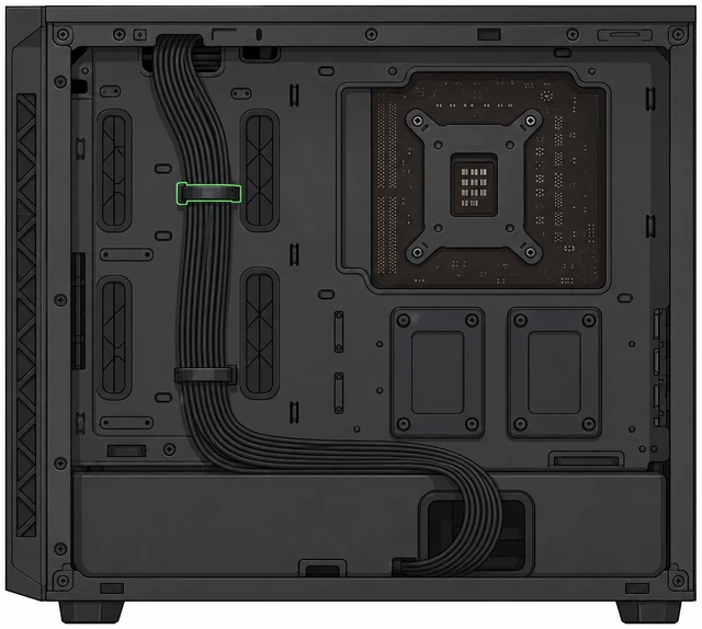 Illustration: tidy cables behind motherboard tray with zip ties