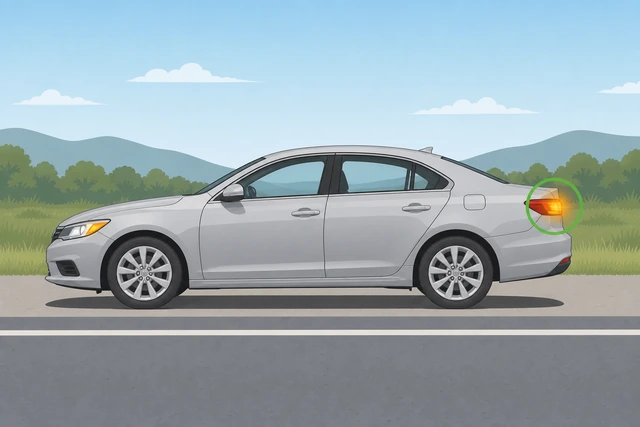 Illustration: park on flat ground and turn on hazard lights.