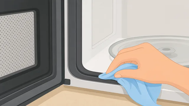 Cloth tip wiping microwave door rubber seal groove