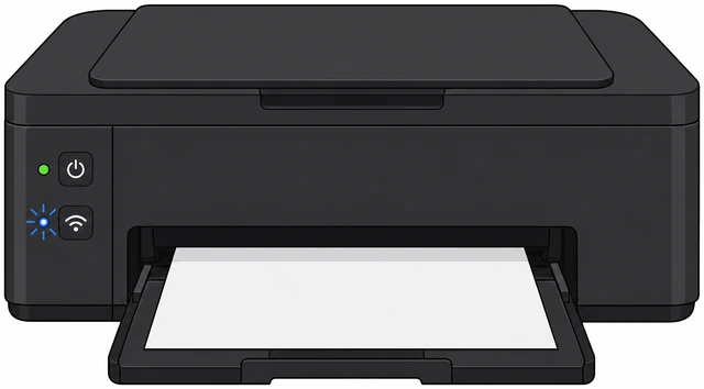 Printer with flashing blue Wi-Fi lamp ready for setup