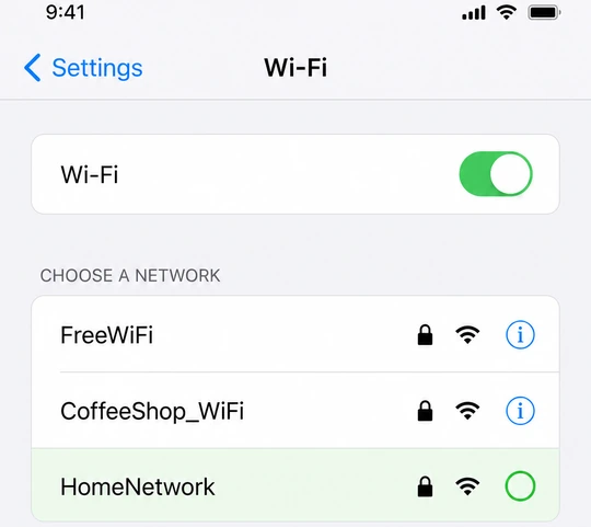 Illustration: yes home network versus no unknown free Wi-Fi