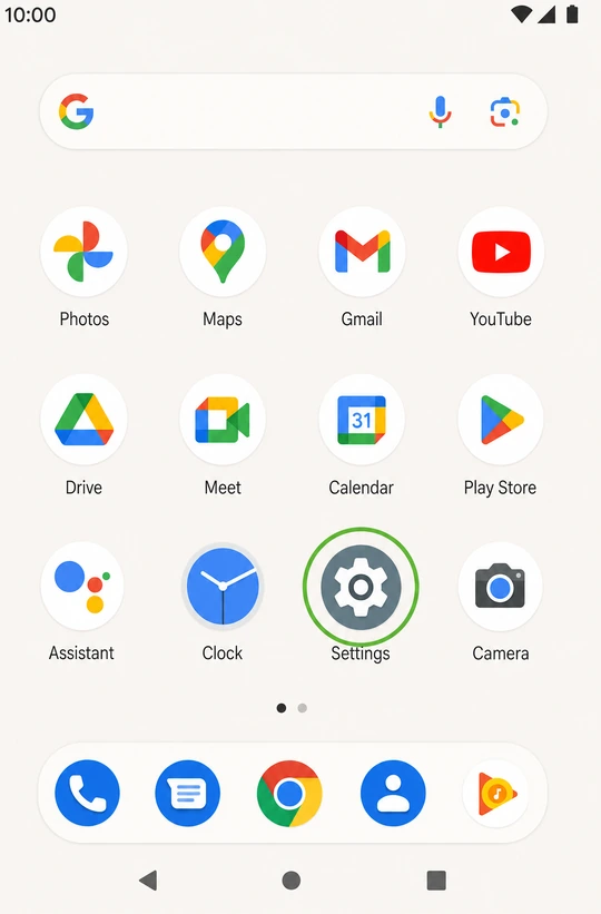 Illustration: Android home screen Settings icon