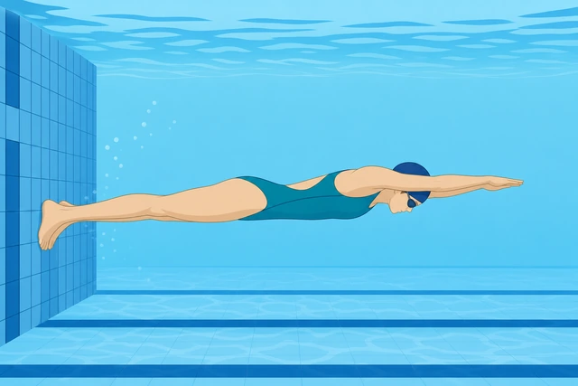 Swimmer streamline push-off glide from pool wall
